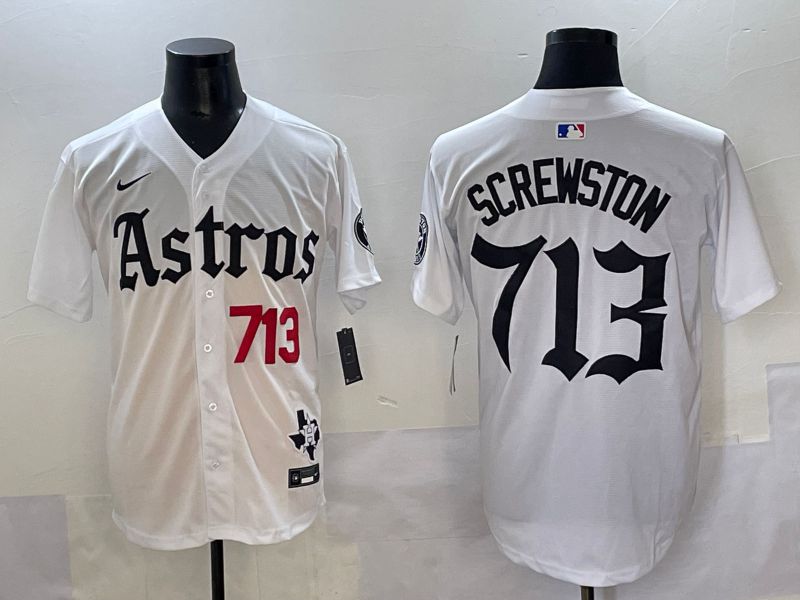 Men 2025 Houston Astros 713 Screwston White Five generations Joint Name Nike MLB Jersey style 2->houston astros->MLB Jersey